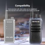 Retevis MateTalk C4 Handsfree Walkie Talkies with Mic,Smart Voice Control, Voice Activated, 2500mAh,USB-C,GMRS Repeater Capable,Professional Two Way Radio for Security Construciton Farm(4 Pack)