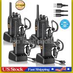 Long Range 100 Mile Walkie Talkie Two Way Radio Charge Headset Waterproof 4 PACK
