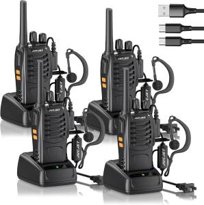 Long Range 100 Mile Walkie Talkie Two Way Radio Charge Headset Waterproof 4 PACK