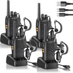 Long Range 100 Mile Walkie Talkie Two Way Radio Charge Headset Waterproof 4 PACK