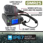 Rugged Radios GMRS 25 Watt Waterproof Mobile Radio SXS Jeep Communications FRS