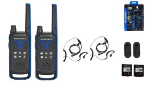 Motorola Solutions T802 Two Way Radios w/ 2 PTT Earpieces, Bluetooth 2-Pack