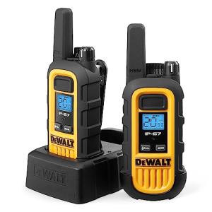 DEWALT DXFRS300 FRS Walkie Talkies Long Range 2 Way Radio, 1 Watt, Waterproof & Rechargeable, 2 Pack