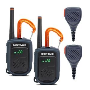 Rocky Talkie Mountain Radio with Waterproof Handmic, Long Range Walkie Talkie, FRS Handheld Radio, 4 Day Battery Life, Max Durability, 2 Pack