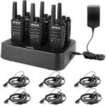 Retevis RT68B (3rd GenRT68) Walkie Talkies with Earpiece - 16 Channels, 30H Battery, FRS Two-Way Radios, 6-Way Charger, VOX, Long Range, Rugged & Water Resistant,for Adults, School, Church(6 Pack)