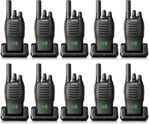 Retevis H-777H Walkie Talkies, Shatterproof Hidden Screen, Channel Display, Portable FRS, LED Flashlight, USB-C Charging, Emergency Alarm, VOX Handsfree, Compact(10 Pack)
