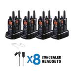 Midland LXT600BBX4 FRS Business Walkie Talkies - Long Range 36-Channel Two-Way Radios with Headsets and Charging Base, NOAA Weather Alerts (8-Pack, Black)