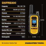 DEWALT DXFRS300 FRS Walkie Talkies Long Range 2 Way Radio, 1 Watt, Waterproof & Rechargeable, 2 Pack