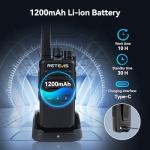 Retevis RT68B (3rd GenRT68) Walkie Talkies with Earpiece - 16 Channels, 30H Battery, FRS Two-Way Radios, 6-Way Charger, VOX, Long Range, Rugged & Water Resistant,for Adults, School, Church(6 Pack)