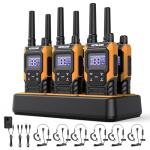 KETELESE T4 Waterproof Radios Walkie Talkies 6 Pack, IP67 FRS Two Way Radio with Headsets and Charging Base, NOAA Weather Alert,PTT,Group,VOX