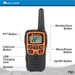 Midland T51VP3 22 Channel FRS Walkie Talkie - Up to 28 Mile Range Two-Way Radio - Orange/Black (Pack of 10)