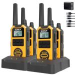 DURLK Walkie Talkies for Adults Long Range - Waterproof 4 Pack Rechargeable Heavy Duty FRS Two Way Radio with NOAA Weather Alert, 2500mAh, 22 Channels 121 CTCSS, Dual PTT & Dual Charging (Type-C/Dock)