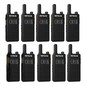 Retevis B3H Small Walkie talkies with LED Diaplay, New Version of RT22(3.0), Ultra Slim, USB-C Rechargeable, with 1620 mAh Battery, Portable FRS Two-Way Radios for Hotel School Restaurant (10 Pack)