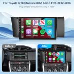 2+64G for Toyota GT86/Subaru BRZ Scion FRS 2012-2016 Car Radio with Wireless Carplay/Android Auto,Android Car Stereo 9“ Touch Screen 28UI GPS WiFi Bluetooth FM/RDS Mirror Link SWC+Backup Camera&Mic