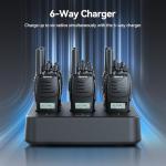 Retevis H777D Long Range Walkie Talkies with Earpiece, LCD Screen, Portable FRS Two-Way Radios, USB-C, 6 Way Gang Charger, Handheld Walkie Talkie for Hotel Church Retail(6 Pack)