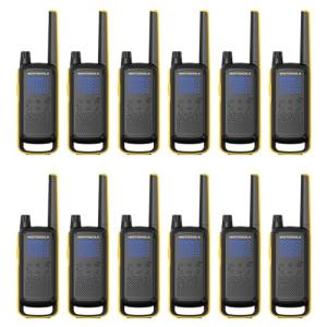Motorola Solutions, Portable FRS, T470, Talkabout, Two-Way Radios, Emergency Preparedness, Rechargeable, 22 Channel, 35 Mile, Black W/Yellow, 12 Pack