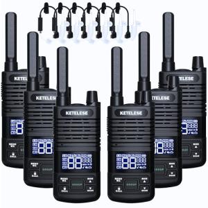 KETELESE T1 Two Way Radio, FRS Walkie Talkies with Earpiece, Long Range Walkie Talkies for Adults, USB C Rechargeable 2 Way Radio, NOAA, VOX, Group Call for Traveling Biking Camping Hiking, 6 Pack