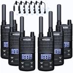 KETELESE T1 Two Way Radio, FRS Walkie Talkies with Earpiece, Long Range Walkie Talkies for Adults, USB C Rechargeable 2 Way Radio, NOAA, VOX, Group Call for Traveling Biking Camping Hiking, 6 Pack