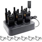 (3nd Gen RT22) Retevis B3S Walkie Talkie, Portable FRS Two-Way Radios,with Earpiece, Slim, LCD Screen,6 Way Multi Unit Charger,1620 mAh,Rechargeable 2 Way Radio for Restaurant Boutique Store (6 Pack)