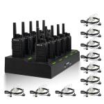 Retevis NR10 Walkie Talkies with Earpiece,Noise Canceling 2 Way Radio Rechargeable(10 Pack) with 10 Way Multi Gang Charger,Space-Efficient,Portable FRS Two-Way Radios for Business Factory Worksite