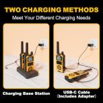 DURLK Walkie Talkies for Adults Long Range - Waterproof 4 Pack Rechargeable Heavy Duty FRS Two Way Radio with NOAA Weather Alert, 2500mAh, 22 Channels 121 CTCSS, Dual PTT & Dual Charging (Type-C/Dock)