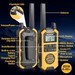 DURLK Walkie Talkies for Adults Long Range - Waterproof 4 Pack Rechargeable Heavy Duty FRS Two Way Radio with NOAA Weather Alert, 2500mAh, 22 Channels 121 CTCSS, Dual PTT & Dual Charging (Type-C/Dock)