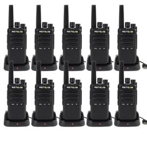 Retevis RT68B Walkie Talkies Long Range, Compect Handsfree Rechargeable 2 Way Radios with Charging Base, Emergency Alarm, FRS Walkie Talkie for School Security Warehouse(10 Pack)
