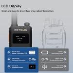 (3nd Gen RT22) Retevis B3S Walkie Talkie, Portable FRS Two-Way Radios,with Earpiece, Slim, LCD Screen,6 Way Multi Unit Charger,1620 mAh,Rechargeable 2 Way Radio for Restaurant Boutique Store (6 Pack)