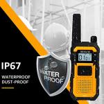 Retevis RB48 Waterproof Walkie Talkies with Earpiece, 2 Meters Fallproof, VOX, 2000 mAh, Dual PTT, Vibration Call, Portable FRS Two-Way Radios Long Range, for Jobsite(4 Pack)