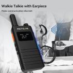 (3nd Gen RT22) Retevis B3S Walkie Talkie, Portable FRS Two-Way Radios,with Earpiece, Slim, LCD Screen,6 Way Multi Unit Charger,1620 mAh,Rechargeable 2 Way Radio for Restaurant Boutique Store (6 Pack)