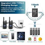 KETELESE T1 Two Way Radio, FRS Walkie Talkies with Earpiece, Long Range Walkie Talkies for Adults, USB C Rechargeable 2 Way Radio, NOAA, VOX, Group Call for Traveling Biking Camping Hiking, 6 Pack