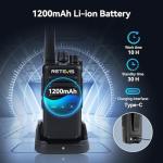 Retevis RT68B Walkie Talkies Long Range, Compect Handsfree Rechargeable 2 Way Radios with Charging Base, Emergency Alarm, FRS Walkie Talkie for School Security Warehouse(10 Pack)