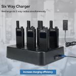 (3nd Gen RT22) Retevis B3S Walkie Talkie, Portable FRS Two-Way Radios,with Earpiece, Slim, LCD Screen,6 Way Multi Unit Charger,1620 mAh,Rechargeable 2 Way Radio for Restaurant Boutique Store (6 Pack)