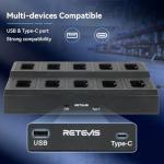 Retevis NR10 Walkie Talkies with Earpiece,Noise Canceling 2 Way Radio Rechargeable(10 Pack) with 10 Way Multi Gang Charger,Space-Efficient,Portable FRS Two-Way Radios for Business Factory Worksite