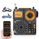 Raddy RF320 APP Control Shortwave Radio, AIR/FM/AM/VHF/SW/WB Receiver, Portable Radio Rechargeable w/ 9.85 Ft Wire Antenna (Black)
