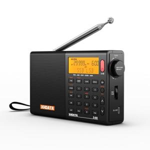 XHDATA D808 Portable AM FM SW LW Air Band Shortwave Radio SSB RDS Multi Band Digital Radio Speaker with LCD Display Alarm Clock External Antenna (Black)