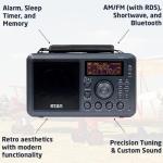 Eton Elite Field Radio with AM/FM, Shortwave, RDS, Bluetooth, Digital Tuning, Treble/Bass Control, 50 Memory Stations, External Antenna, Rich LCD Display, Retro Tabletop Design