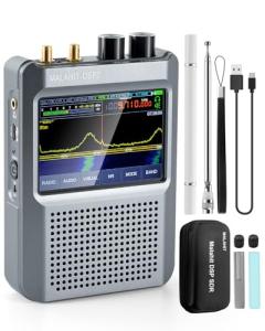 Latest V2.4 Malachite DSP2 SDR Radio Receiver, GOOZEEZOO Shortwave Radio Receiver 10kHz-380MHz & 404MHz-2GHz AM SSB DSB CW NFM WFM Air FT8,RTTY Decoder Function Noise Reduction with 5000mAh Battery