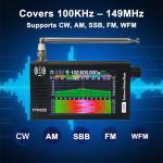 Portable SDR DSP Radio Receiver – 4.3” Touchscreen, 100KHz-149MHz, Full Band Shortwave, FM MW SSB CW HAM, 192kHz Spectrum, Waterfall Display, CNC Aluminum Alloy Case, Rechargeable Battery
