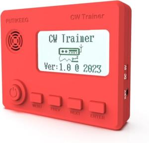 Mini CW Trainer Morse Code Trainer with Display, Moore Simo Wales Code Shortwave Radio Telegraph Key Car Key Learning CW Radio for Telegraph Practice with Charging Cable（RED