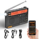 Raddy RF757 APP Control Shortwave Radio with AM/FM/SW/VHF/UHF/CB/AIR/NOAA, Portable Radio with 2500mAh Rechargeable Battery, 1000 Presets, Bluetooth, Wired Antenna, SOS Alert for Emergency