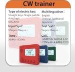 Mini CW Trainer Morse Code Trainer with Display, Moore Simo Wales Code Shortwave Radio Telegraph Key Car Key Learning CW Radio for Telegraph Practice with Charging Cable（RED