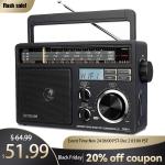 TR618 Portable Shortwave Radio AM FM Radio Plug in Wall,SD/USB For Senior Gift