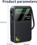 3-Band Pocket Radio, Portable AM/FM SW Battery-Operated Radio and Shortwave, Mad