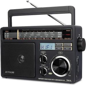 TR618 Portable Shortwave Radio AM FM Radio Plug in Wall,SD/USB For Senior Gift