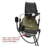 HEARFALCOM Dual Communication COMTA III Tactical Headset with PTT Adapters U94 PTT Compatible with Baofeng UV-5R, UV-82 Walkie Talkie Suitable for Airsoft Sports, Hunting, Hearing Protection(FG)