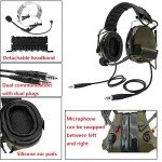 HEARFALCOM Dual Communication COMTA III Tactical Headset with PTT Adapters U94 PTT Compatible with Baofeng UV-5R, UV-82 Walkie Talkie Suitable for Airsoft Sports, Hunting, Hearing Protection(FG)