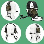 HEARFALCOM Dual Communication COMTA III Tactical Headset with PTT Adapters U94 PTT Compatible with Baofeng UV-5R, UV-82 Walkie Talkie Suitable for Airsoft Sports, Hunting, Hearing Protection(FG)