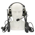 HEARFALCOM Dual Communication COMTA III Tactical Headset with PTT Adapters U94 PTT Compatible with Baofeng UV-5R, UV-82 Walkie Talkie Suitable for Airsoft Sports, Hunting, Hearing Protection(FG)