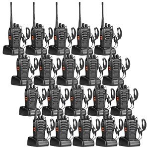Baofeng BF-888S Ham Two Way Radio Walkie Talkie with Rechargeable Battery and Headphone (20 Pack)